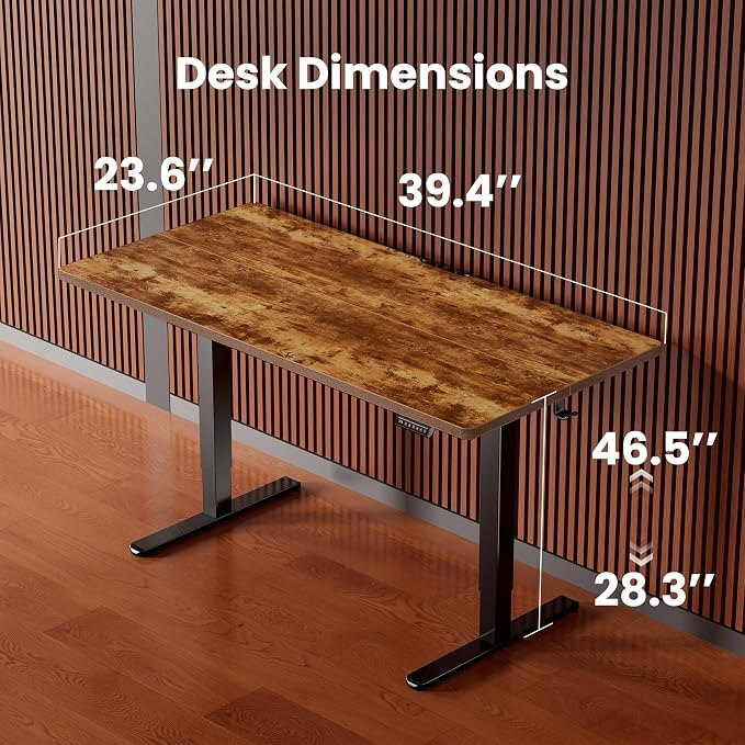 ErGear Height Adjustable Electric Standing Desk, 40 x 24 Inches Sit Stand up Desk, Memory Computer Home Office Desk, Vintage Brown