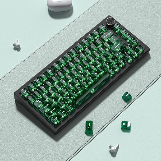 dagaladoo Clear keycaps,Transparent Keyboard keycaps,Jelly Key caps Set,Shine Through keycap，MDA Profile Keyboard caps for Mx Switches Mechanical Keyboard(Dark Green)