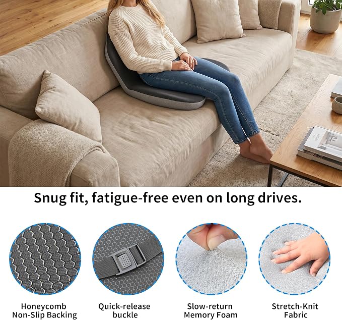Memory Foam L-Shaped Ergonomic Cushion for Office | Chairs Comfort & Support for Long Sitting Memory Foam U-Shape Tailbone Relief + L-Shape Back Cushion