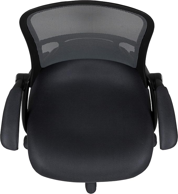 Flash Furniture Porter High-Back Swivel Office Chair with Adjustable Lumbar Support and Seat Height, Ergonomic Mesh Desk Chair with Flip-Up Armrests, Black