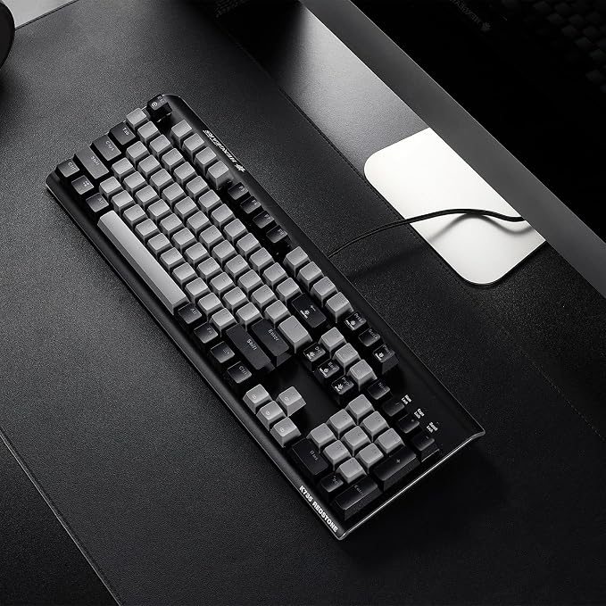Hexgears GK735 Wired Full Size Mechanical Keyboard, Aluminum Housing Built for Gamers w/Kailh Box White Switch, White Backlit + Surrounded by RGB Light Strip, 104 Keys Gaming Keyboard for PC/Mac