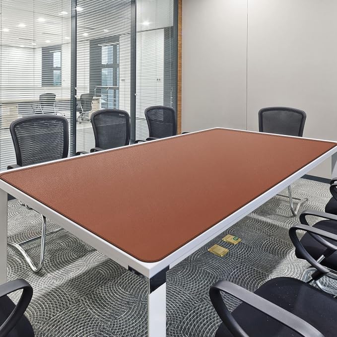 CENNBIE MAX200 78.7" x 39.4" Leather Desk Mat, Extra Large Desk Pad Blotter Protector, Extended Table Pad, Waterproof PU Leather Desk Mat on top of desks Large for Office and Home (Brown)