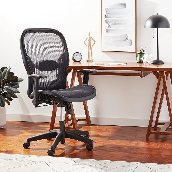 Space Seating 23 Series Professional Dark Air Grid Seat and Back Manager’s Office Chair with Adjustable Lumbar Support and Padded Arms, Black