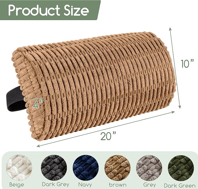 Lumbar Support Pillow for Recliner Chair/Office Chair/Couch, Memory Foam Back Support Cushion with Adjustable Strap, Recliner Cushions for Lower Back Pain Relief, Sleeping, Washable Cover, Brown