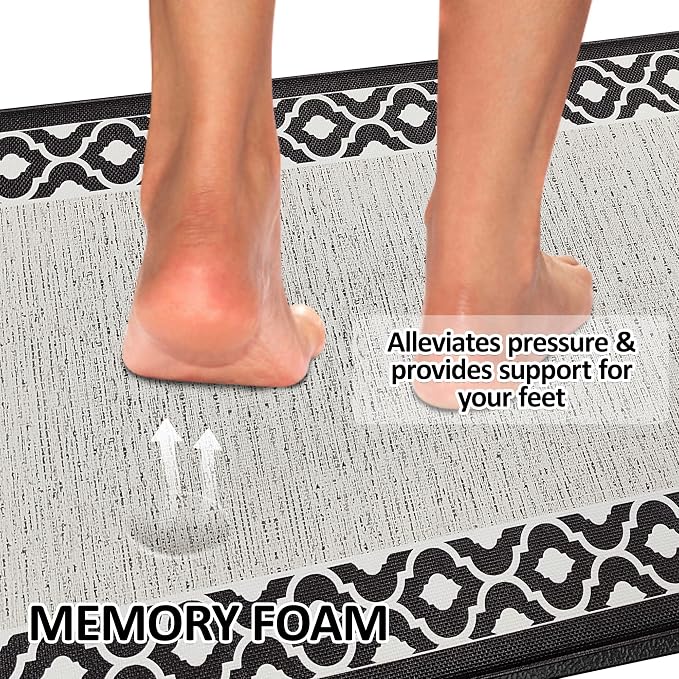Anti Fatigue Kitchen Rug Non Slip Kitchen Mats for Floor Kitchen Runner Cushioned Kitchen Rug Ergonomic Comfort Standing Mat for Kitchen Floor Office Sink Laundry Kitchen Decor 17.3×59inch