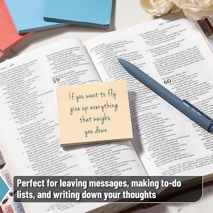Mr. Pen- Sticky Notes, 3”x3”, 12 Pads, 600 Sheets, Vintage and Retro Colors Sticky Notes 3x3, Stocky Notes for Bible Journaling