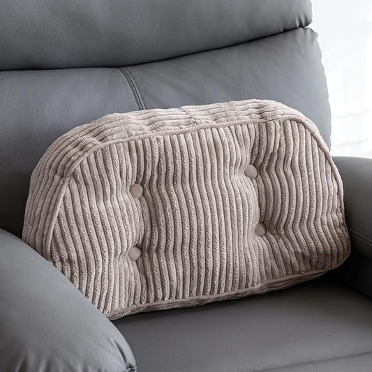 HIGOGOGO Lumbar Support Pillow for Recliner Chair/Accent Chair/Couch/Office Chair, Tufted Corduroy Back Support Cushion for Elderly, Recliner Cushions for Back Rest, Pain Relief, Reading, Grey