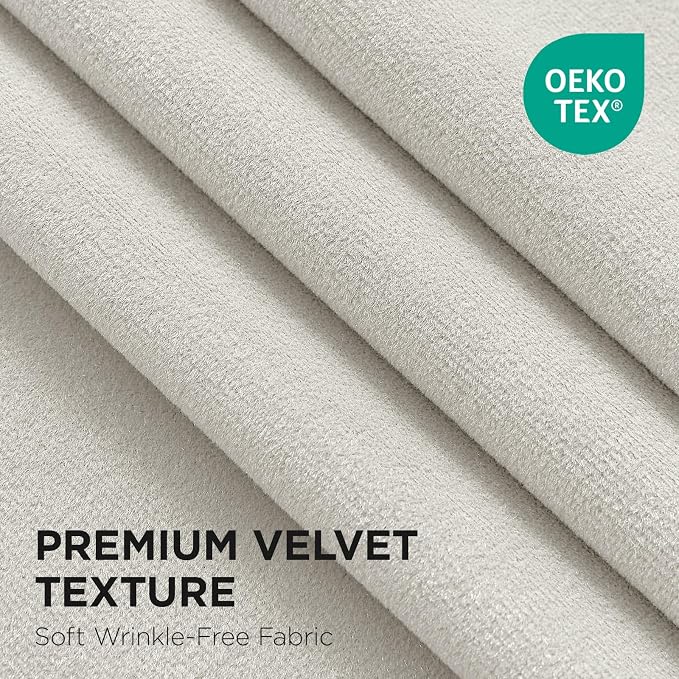 Joydeco White 100% Blackout Curtains 120 Inch 2 Panels, Luxury Thermal White Velvet Curtains for Bedroom Living Room, Soundproof Blackout Window Drapes, Rod Pocket & Back Tab (52W x 120L)