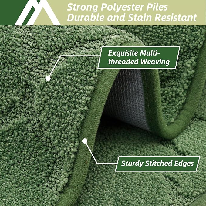 COSY HOMEER Soft Kitchen Floor Mats for in Front of Sink Super Absorbent Kitchen Rugs and Mats 20"x79" Non-Skid Kitchen Mat Standing Mat Washable,Polyester,Green
