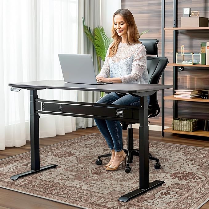 48"x60" Office Chair Mat for Hardwood Tile Floor, Under Desk Carpet Protector for Rolling Computer Chair Mat, Machine Washable Area Rug, Anti-Slip 1/5" Thick Low Pile Thin Vinyl Floor Mat, Brown Red