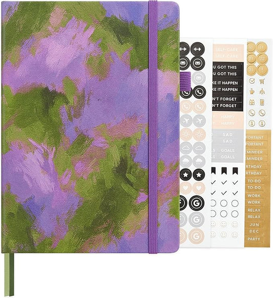 &And Per Se Dotted Journal Notebook, A5 Hardcover Aesthetic Dotted Notebook – 160 Pages 100gsm Thick Dot Grid Paper, 3 Sticker Sheets – Gift-Ready Journaling Kit for Women (Lavender Grove)