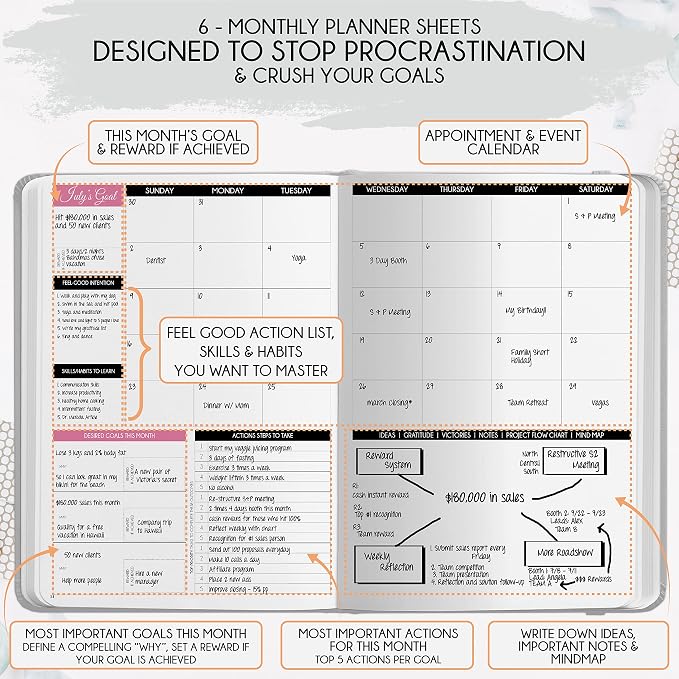90-Day Goal Planner with Daily Journal, Gratitude & Habit Tracker | ADHD Planner, Undated, Gratitude Journal for Women and Men, Manifestation Planner & Productivity
