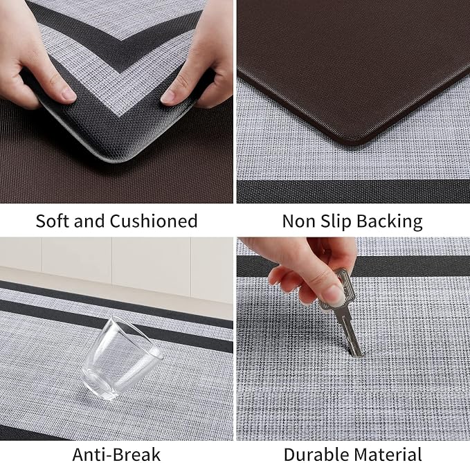 Mattitude Kitchen Mats Set of 2 Cushioned Rugs Anti-Fatigue Mats for Kitchen Floor,Waterproof Non-Slip Mats and Rugs Set for Office,Floor,Laundry 17.3"×29"+17.3"×59",Black