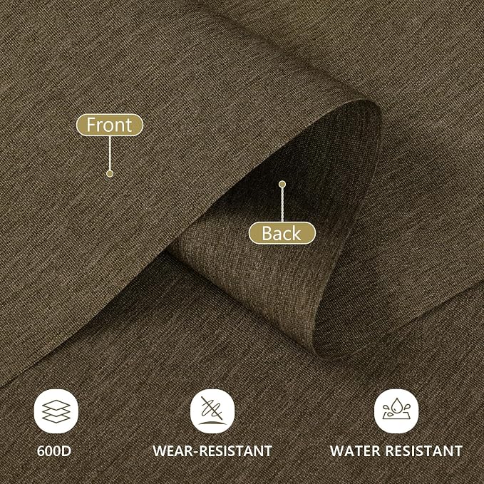 Waterproof Canvas Fabric by The Yard, 58inch 600D Upholstery Fabric Polyester Material Outdoor Water Resistant Material for Sewing Patio Chair Cushion Bag Seat Repair, 10 Yard Yellow Brown