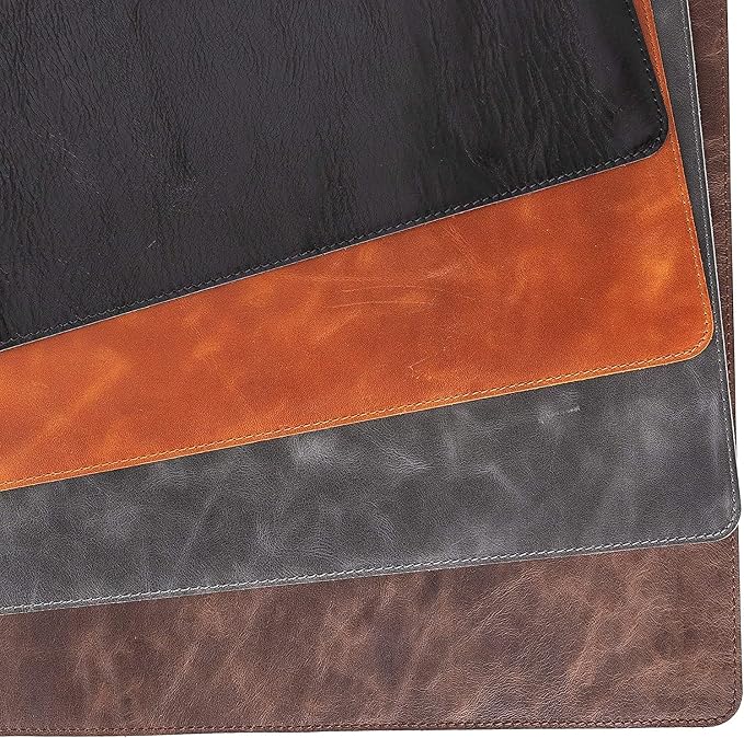 Venito Premium Leather Desk Mat (31.5 X 14.6 inch) - Medium Mouse Mat for Home Office Accessories (Rustic Black)