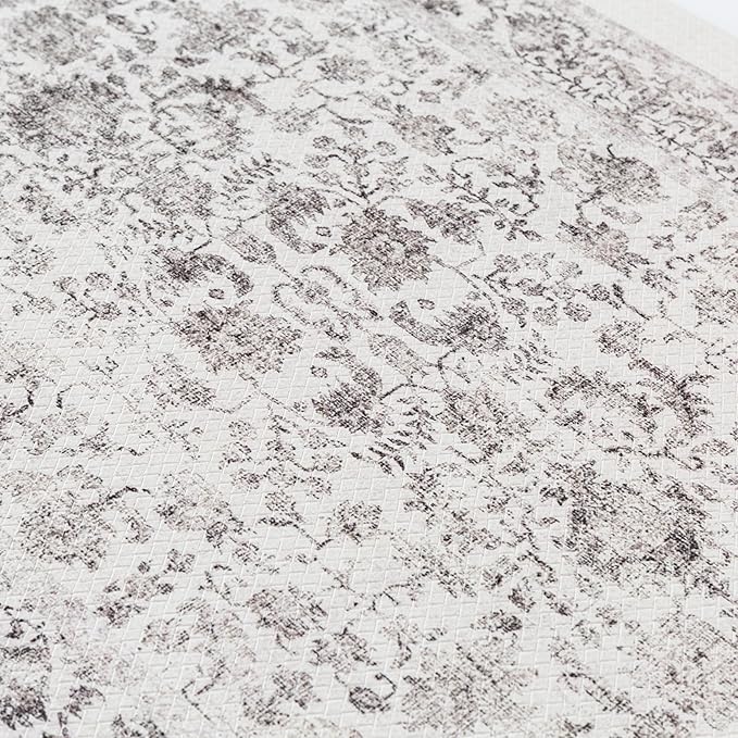 Kitchen Mats 2PCS Anti Fatigue Cushioned Mat Black Vintage Kitchen Mats for Floor Waterproof Non Slip Comfort Standing Retro Floral Rug for Sink Laundry Office 17.3"x47"+17.3"x30"