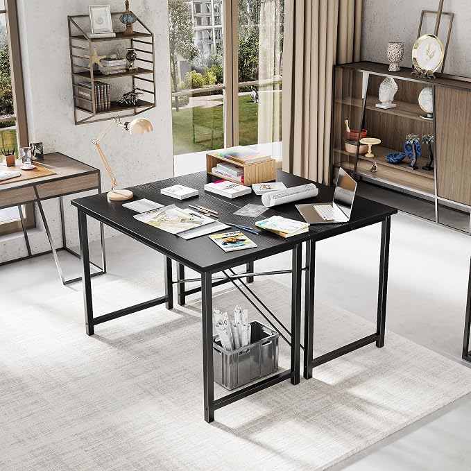 OLIXIS 44 Inch Computer Office Desk for Small Spaces, Writing Gaming Work Desk Modern Study Table with Metal Frame Home Bedroom, Black