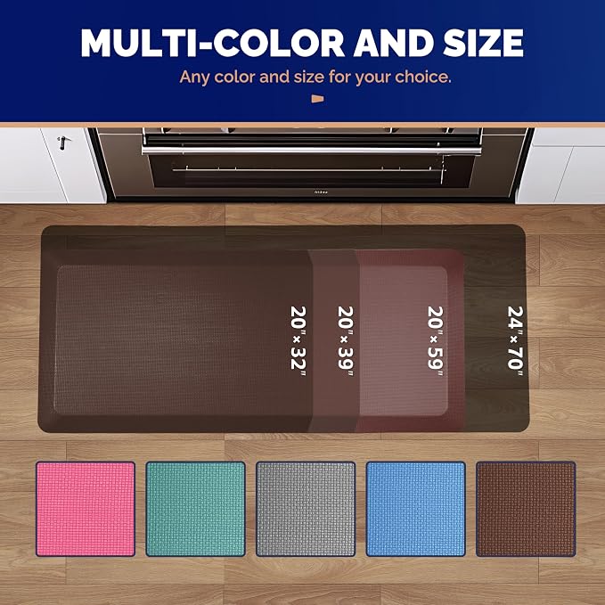FEATOL Anti Fatigue Mat for Standing, 9/10 Extra Thick Ergonomic Standing Desk Mat, Comfort Memory Foam Standing Mat at Home,Office All Day (20" x 32", Brown, 1PC)