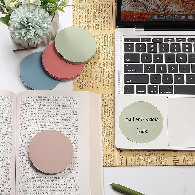 Mr. Pen- Round Sticky Notes, 12 Pads, 720 Sheets, Vintage Color, 2.8" x 2.8" Colorful Sticky Notes Bulk, Stocky Notes for Bible Journaling