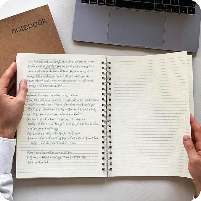 le vent Lined Spiral Notebook 8.5 x 11 | 2 Pack 200+200 A4 Lay Flat Pages | Hardcover College Ruled Notebooks | Smooth 100gsm Ink-Proof Paper | Daily Writing Journal for Work & Study