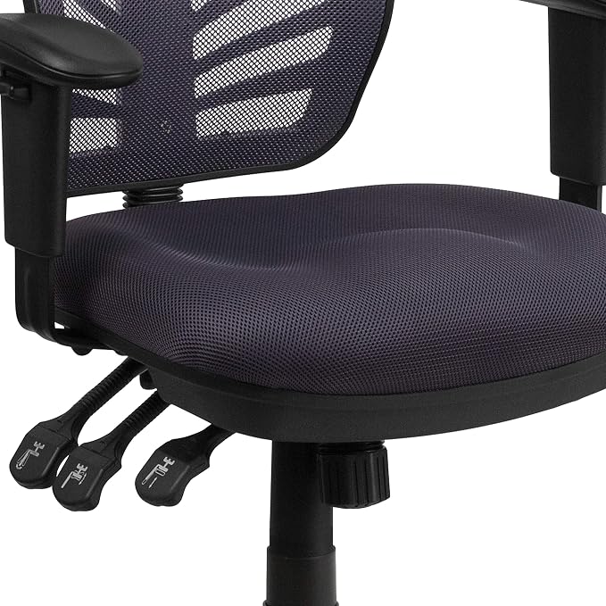 Flash Furniture Nicholas Mid-Back Swivel Office and Gaming Chair, Ergonomic Mesh Office Chair with Adjustable Lumbar Support and Height, Dark Gray