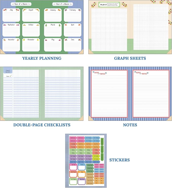 Carson Dellosa Education Teachers Plant Seeds That Grow Together 128-Page Teacher Planner, Undated 8"x11" Lesson Plan Farmers Market Themed Book With Stickers, Class Schedule, Weekly Calendar, Classroom Must Haves, Homeschool Essentials, School Supplies