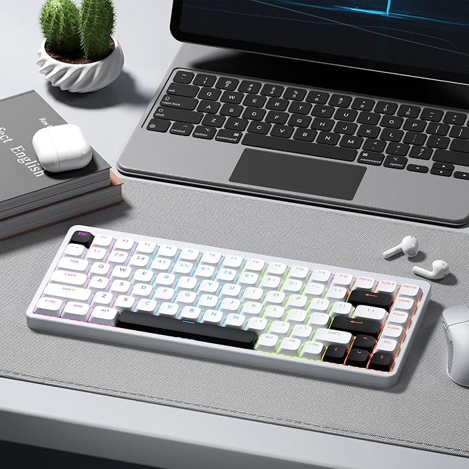 XVX Low Profile White Keycaps, Shine Through Keycap Set, Double Shot PBT Key caps, Bow Keyboard Keycaps Compatibility for 60% 75% 80% 85% 100% MX Switches Mechanical Keyboard