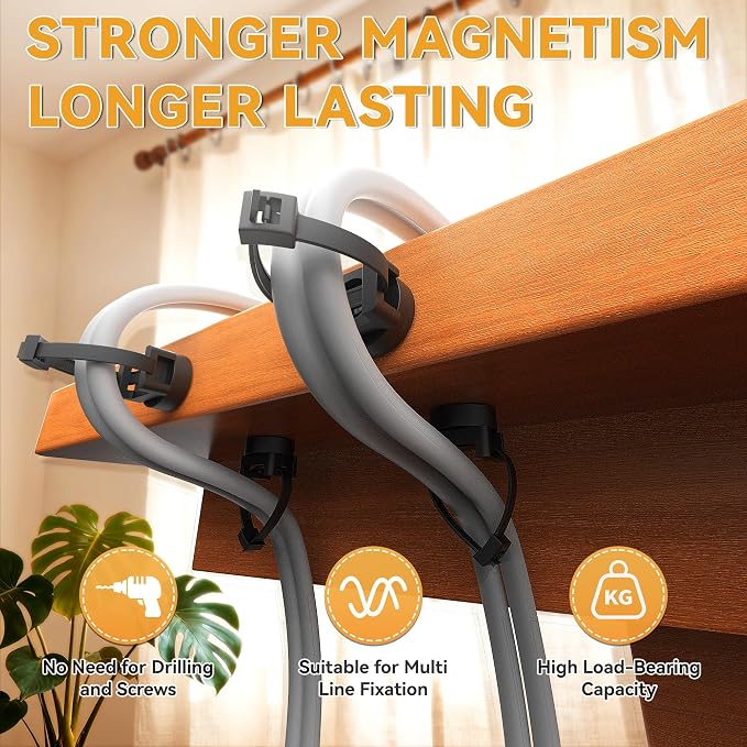 110 Pcs Magnetic Zip Tie Mount Base 26lbs Strong Magnetic Zip Tie Holder Multipurpose Magnet Cable Tie Clips Holder Wire Management Clips for Home Office Marine Electrical Wiring Organization Black