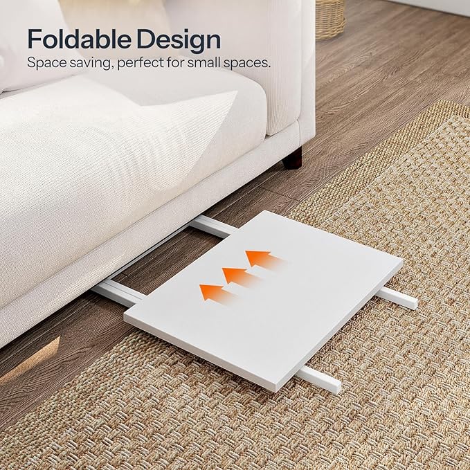 HOOBRO Folding TV Tray Tables, Set of 2 Side Table for Small Space, Industrial Snack Tables for Eating at Couch, Stable Metal Frame, Easy Assembly, Space Saving, White WW25BZ01N1