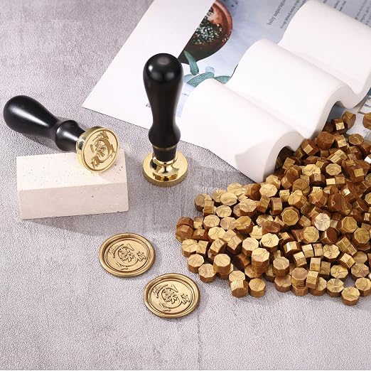 Yoption Traditional Initial Alphabet Wax Seal Stamp with 120 Antique Gold Wax Seal Beads Kit for Wedding Engagement Party Invitation Envelope Christmas Gift Wrap - Letter G