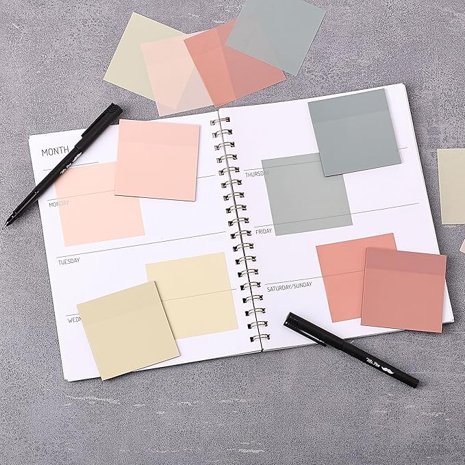Mr. Pen- Transparent Sticky Notes, 3x3, 200 Sheets, Vintage Colors, See Through Sticky Notes Clear, Translucent Sticky Notes, Stocky Notes for Bible Journaling
