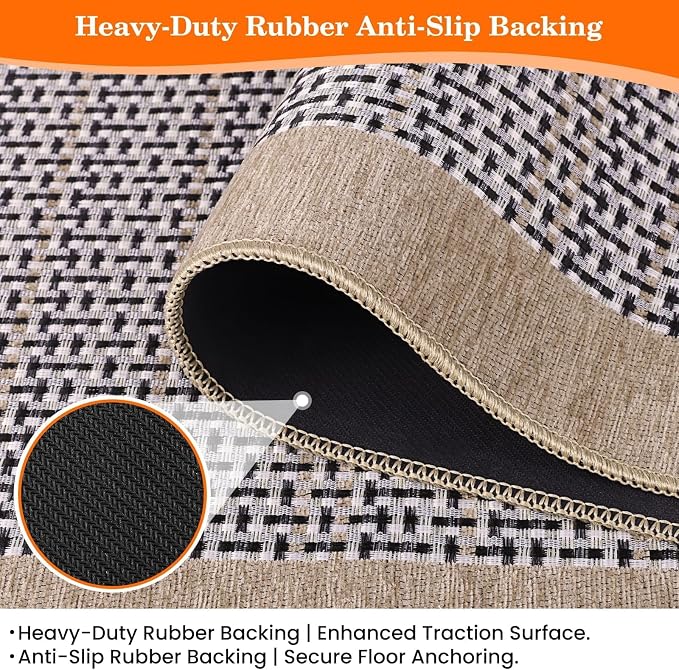 StepRite Kitchen Rugs, Kitchen Mats for Floor, 96"x20" Non-Slip Machine-Washable Kitchen Throw Rug, Absorbent Runner Rugs Office, Sink Standing Desk Mat, Decor Carpet, Khaki