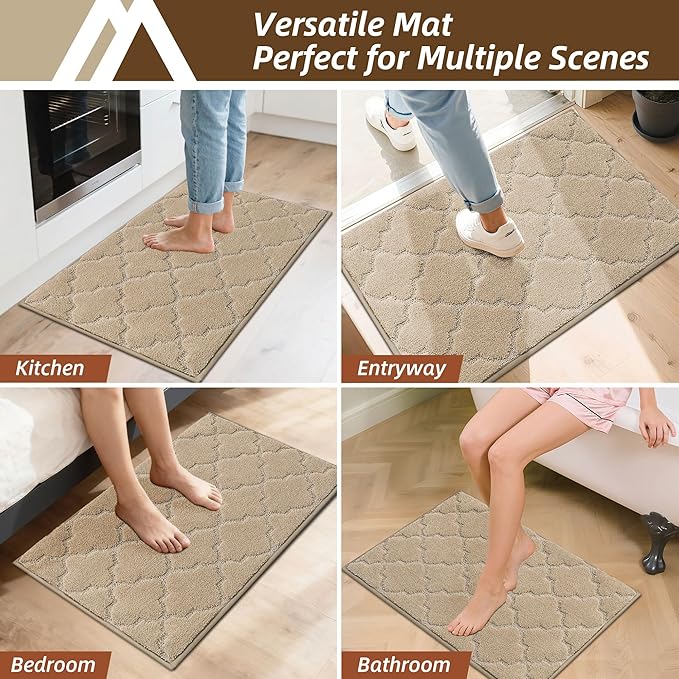 COSY HOMEER Kitchen Rugs 20"x32" Washable Non Slip Kitchen Mats for Floor Absorbent Kitchen Carpet Soft Rugs for Kitchen,Sink Mat,Entrance,Area Rugs,Warm Beige