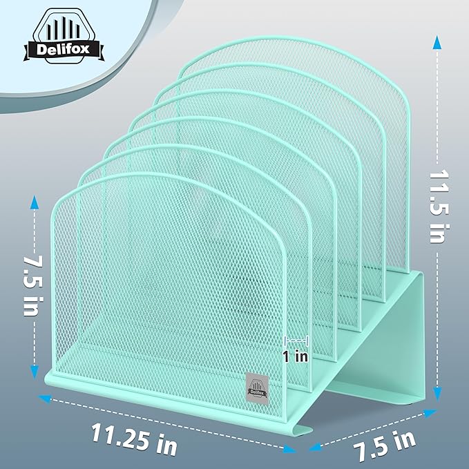 Inclined Desk File Organizer,Vertical File Folder Holder Stand Metal Rack File Sorter for Office Classroom Desktop Organization