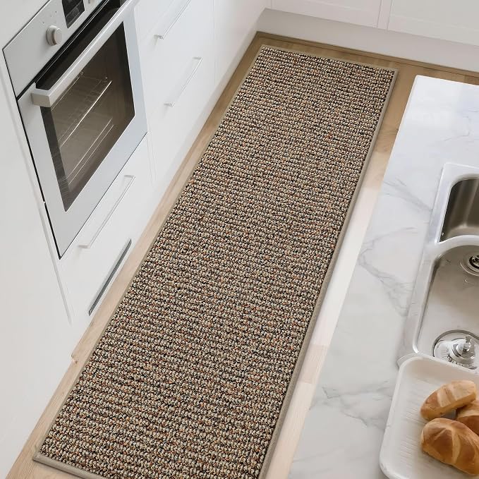 BEQHAUSE Kitchen Runner Rugs 20"x48", Non-Slip Kitchen Mats for Floor, Super Absorbent and Stain Resistant Kitchen Rug, Machine Washable Rugs for Kitchen, Hallway, Laundry & Sink, Taupe