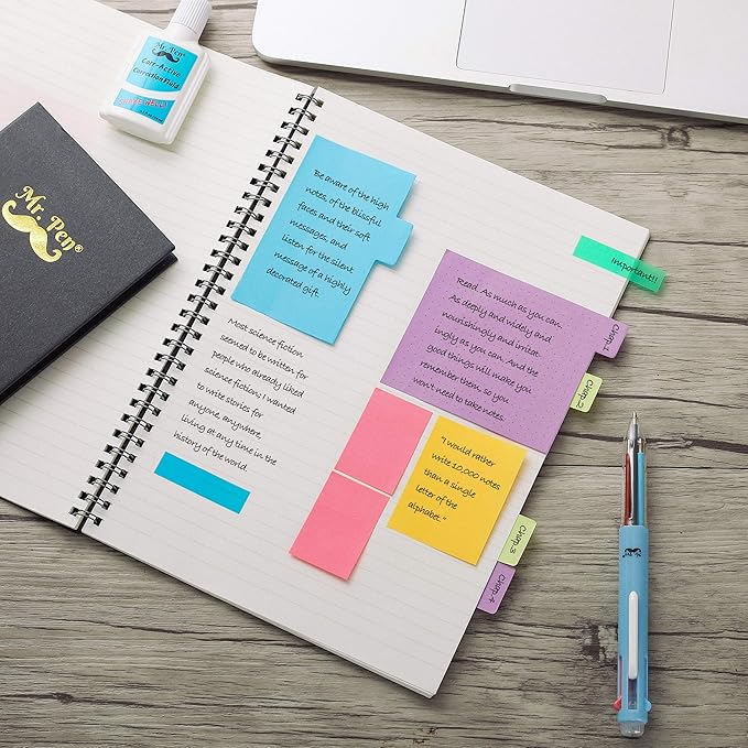 Mr. Pen- Sticky Notes Set, 2 Sets, 820 Pack, Ruled | Dotted & Blank Notes with 150 Index Tabs, Divider Sticky Pads for Bible Study, Office, School, Planning