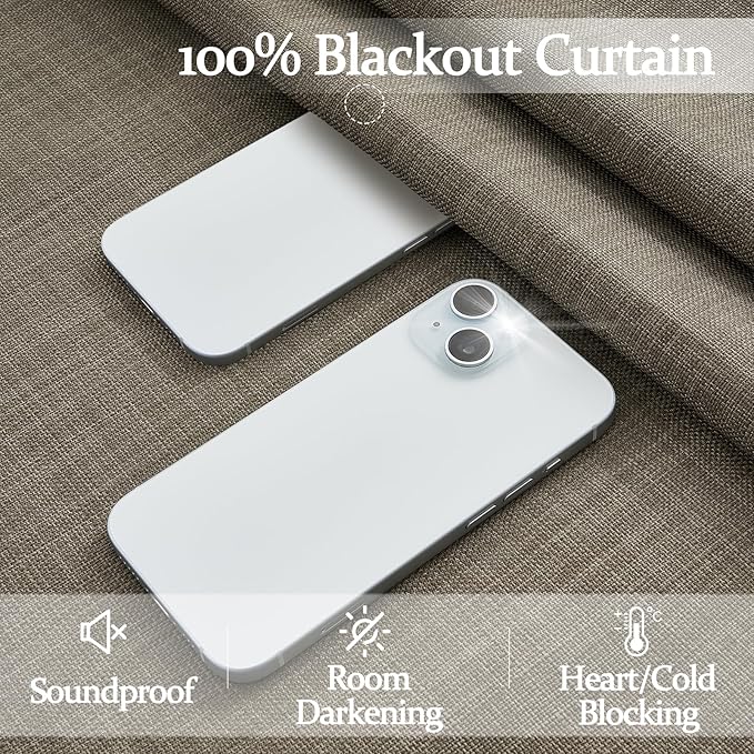 Sepia Ebony Double Layer Linen Blackout Living Room Curtains 102 Inches Long 2 Panels Set, Memory Trained Pinch Pleated Insulated Soundproof Custom Bedroom Windows Drapes 8-1/2 FT Length Luxury Decor