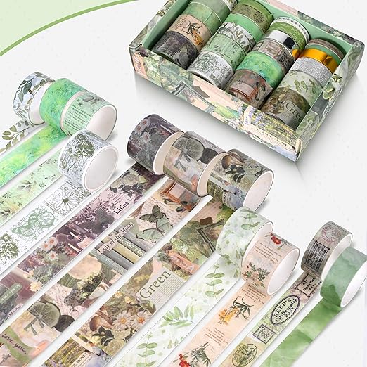 24 Rolls Vintage Washi Tape Set, Floral Decorative Masking Tape for Scrapbooking Supplies,Junk Journal,DIY Art Crafts,Planners and Gift Wrapping(Secret Garden Series)