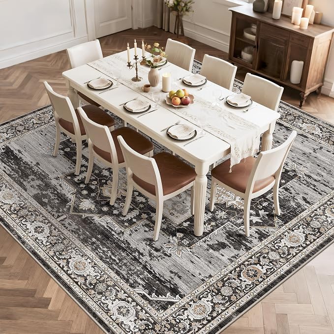 RUUGME Washable 11X11 Area Rugs - Large Rugs for Living Room Soft Stain Resistant Carpet for Married Woman in Bedroom Kitchen with Non Slip Backing Home Decor Floor 11x11 Black
