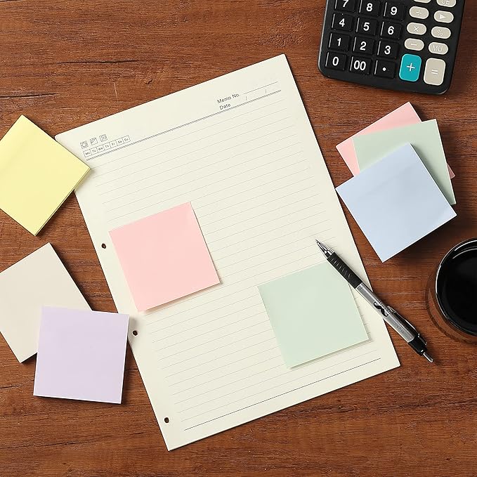 Mr. Pen- Bulk Sticky Notes, 3”x3”, 12 Pads, Colorful, Morandi Colors Self-Stick Aesthetic, Stocky Notes for Bible Journaling
