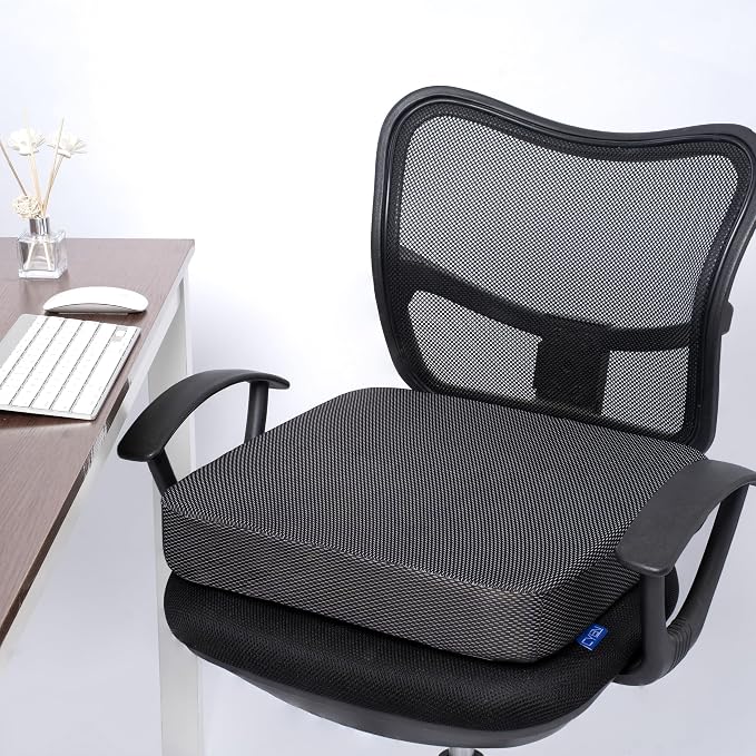 Ifoam Gel Infused Memory Foam Layer Wheelchair Cushion - Seat Cushion for Wheelchair-Office Chair, Kitchen Chair-Pressure Sore and Tailbone Pain Relief-High Dense Polyfoam Base (Black, 24×18×4 inch)