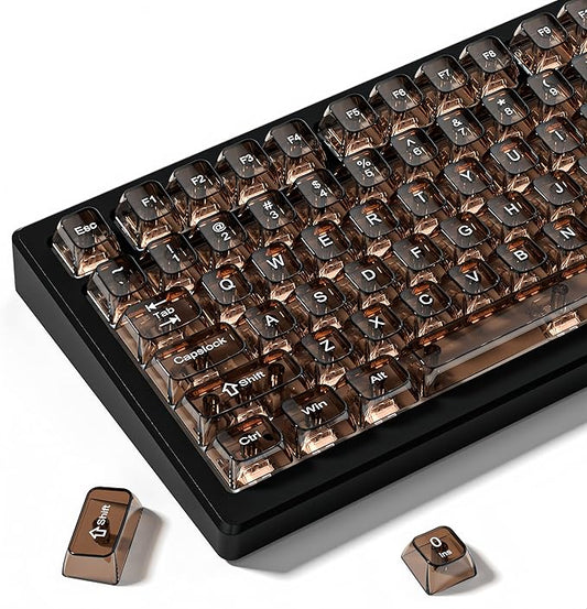 dagaladoo Clear keycaps,Transparent Keyboard keycaps,Jelly Key caps Set,Shine Through keycap，MDA Profile Keyboard caps for Mx Switches Mechanical Keyboard(Coffee)
