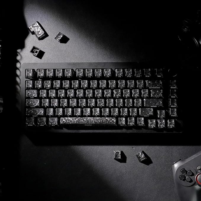 Cherry Profile ABS Keycaps 106 Keys Carbon Fiber Pattern Keycap Set for MX Switch Mechanical Keyboard, Fits 60% 65% 75% 80% Layouts
