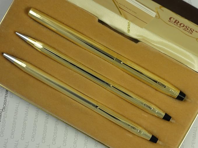 Made in The USA Century Classic Trio of 10K Rolled/Filled Rollerball Pen, Ball-Point Pen and 0.9MM Pencil Combo Set. Very Rare Made in Lincoln Rhode Island, USA
