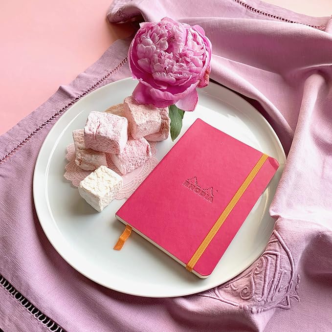 Rhodia Rhodiarama SoftCover Notebook - 72 Lined Sheets - 4 x 5 1/2 - Raspberry Cover (117312C)