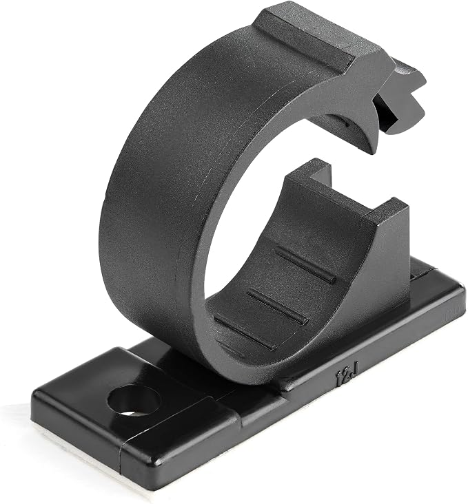 StarTech 100 Adhesive Cable Management Clips, Black, TAA, Sticky (CBMCC3) | Nylon Self Adhesive Clamp UL/94V-2 Fire Rated, Network/Ethernet/Office Desk/Computer Cord Organizer, Wire Holders