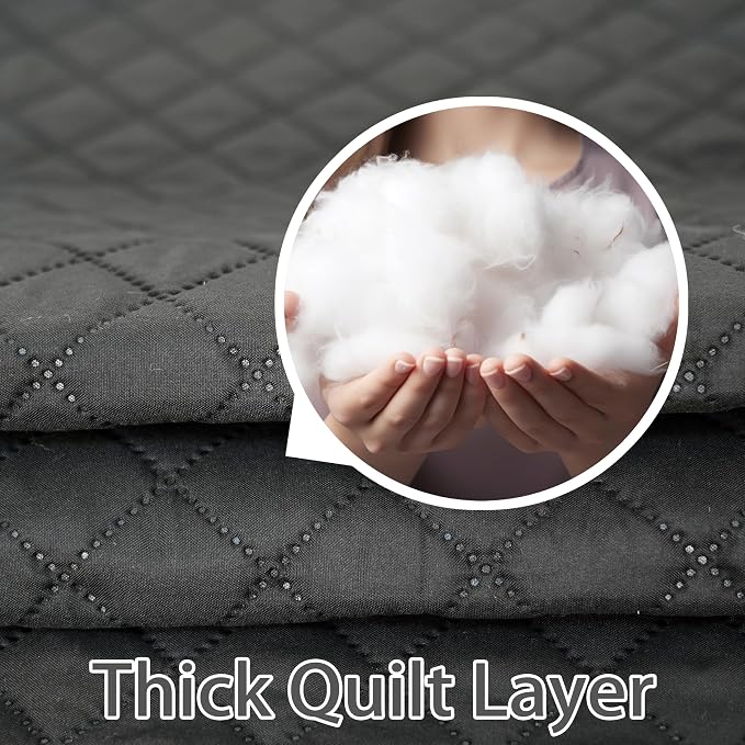DriftAway Blackout Soundproof Thermal Insulated Linen Textured Curtains with Quilted Thermal Lining for Cold and Heat Blocking Noise Reducing Daytime Sleep 1 PC 52 Inches by 96 Inches Gray