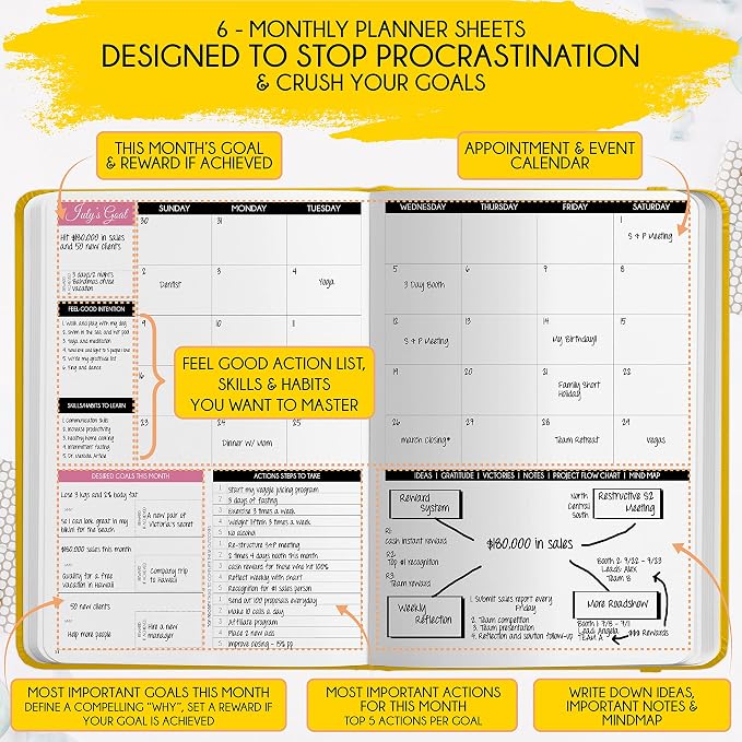 90-Day Goal Planner with Daily Journal, Gratitude & Habit Tracker | Daily Planner, Productivity, Time blocking, Manifestation & Affirmations with Vision Board, Gratitude Journal for Women & Men
