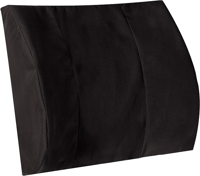DMI Memory Foam Lumbar Pillow Support Pillow Back Support Chair Cushion with Strap for Better Posture and Easing Back Pain, Black
