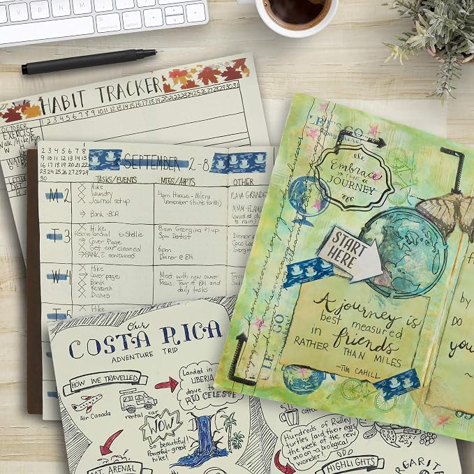 WANDERINGS Dotted Grid Travelers Notebook Insert/Large Journal Refill | 7" x 10.7" (18 x 27cm) | 3 Booklets, 180 Blank Pages | Travelers Notebook Refills for Journals, Diaries, Planners